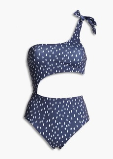 Eberjey - Ikat Stroke Ibiza one-shoulder cutout printed swimsuit - Blue - S