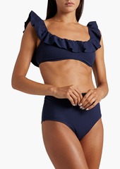 Eberjey - Ruffled stretch-piquè bikini top - Blue - XS