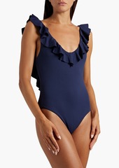 Eberjey - Ruffled stretch-piquè swimsuit - Blue - M