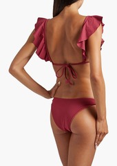 Eberjey - Stretch-piqué low-rise bikini briefs - Burgundy - S