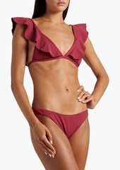 Eberjey - Stretch-piqué low-rise bikini briefs - Burgundy - S