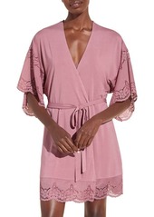 Eberjey Beatrix Lace Sleeve Jersey Knit Robe