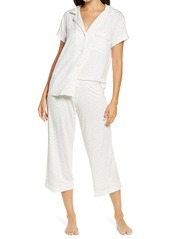 Eberjey Bloom Short Sleeve Crop Pajamas in Off White/Earthy Grey at Nordstrom