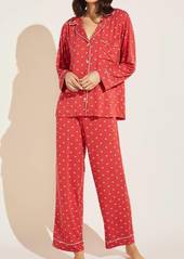 Eberjey Gisele Long Sleeves Pajamas Set in Presents Print Haute Red/Bone
