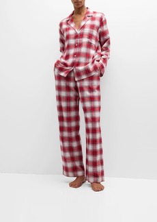 Eberjey Plaid-Print Cotton Flannel Pajama Set