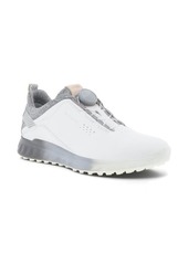 ECCO S-Three Boa Waterproof Golf Shoe in White/Silver Grey Leather at Nordstrom