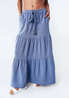 Echo Double Gauze Tiered Breeze Skirt in Infinity Blue