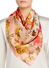 Echo Patchwork Painted Floral Square Scarf