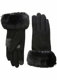 Echo Women's Faux Fur Cuff Wool Blend Glove Black