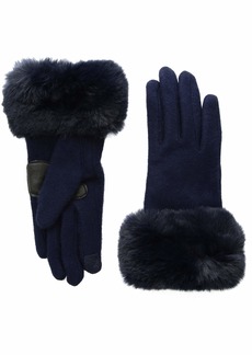 Echo Women's Faux Fur Cuff Wool Blend Glove Navy