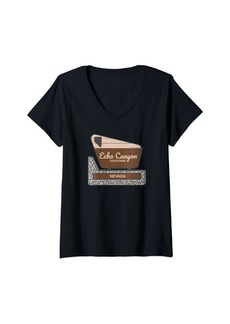 Womens Echo Canyon State Park Nevada NV Welcome Sign Vacation V-Neck T-Shirt