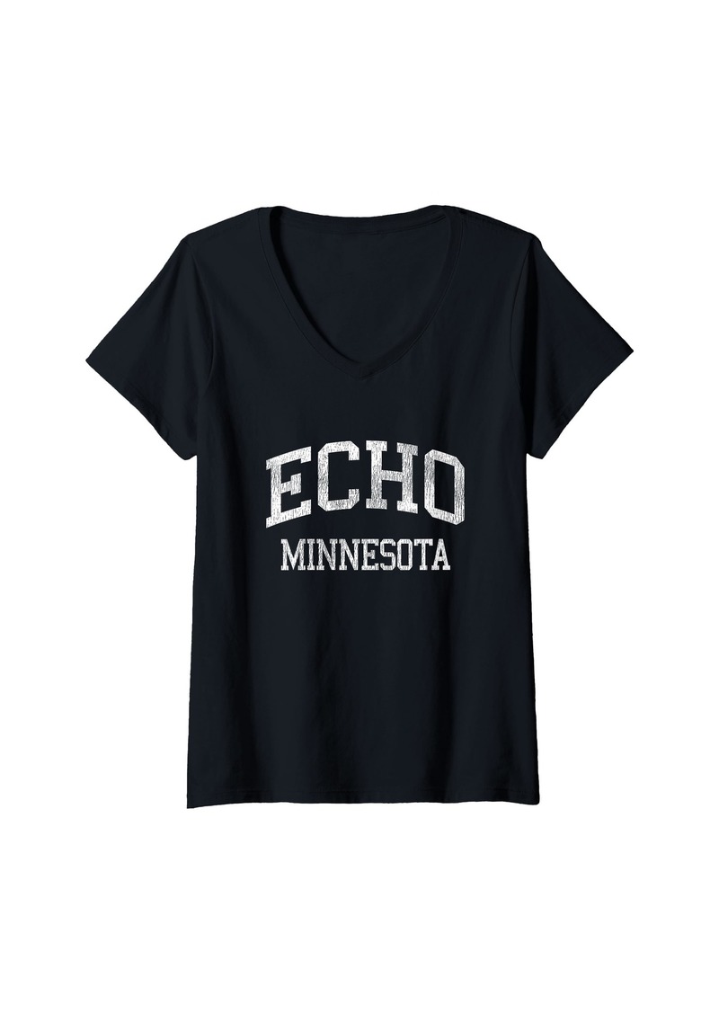 Womens Echo Minnesota MN Vintage Athletic Sports Design V-Neck T-Shirt