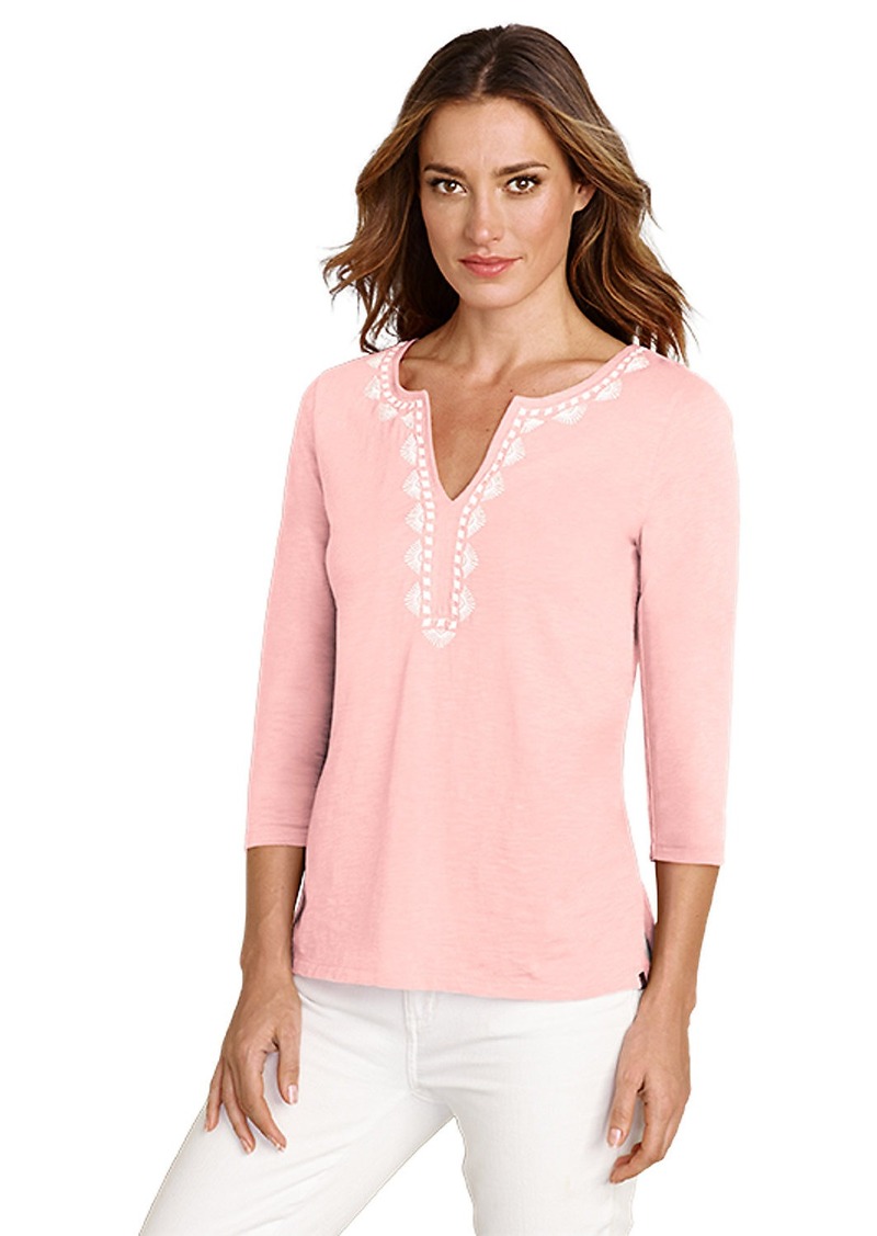 Eddie Bauer Women's Embroidered Split V-Neck Top