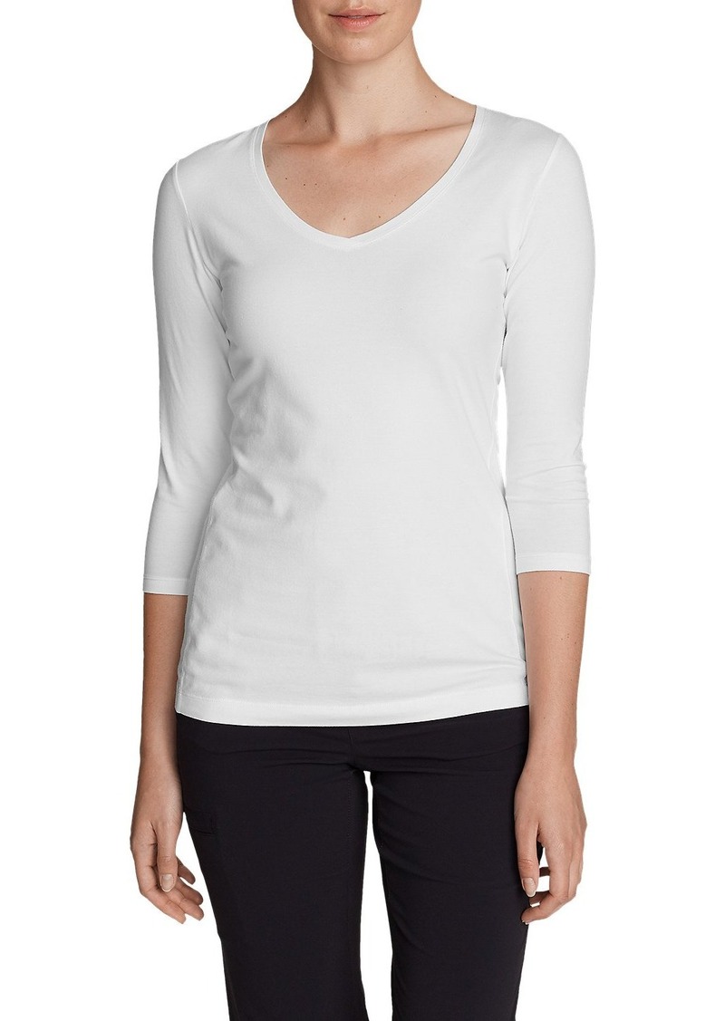 Eddie Bauer Women's Lookout 3/4-Sleeve V-Neck T-Shirt - Solid | Tops