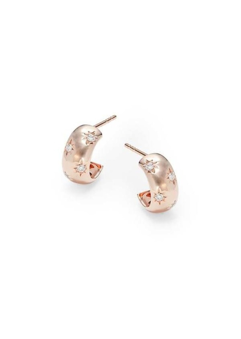 EF Collection 14K Rose Gold & 0.11 TCW Diamond Starburst Bubble Huggie Earrings