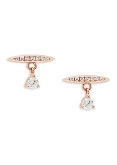 EF Collection 14K Rose Gold & 0.12 TCW Diamond Dangle Stud Earrings