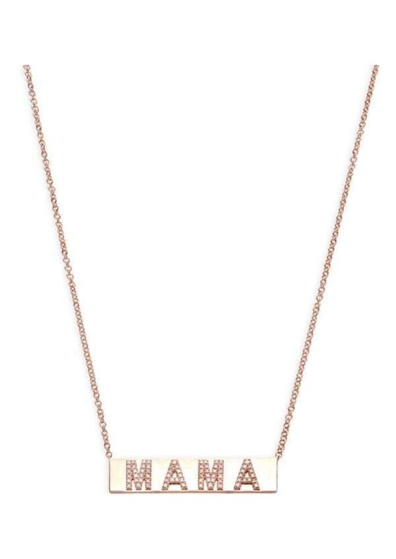 EF Collection 14K Rose Gold & 0.14 TCW Diamond Mama Nameplate Necklace