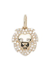 EF Collection 14K Yellow Gold & 0.12 TCW Diamond Lion Pendant