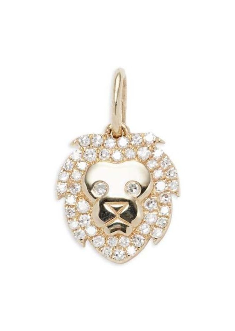 EF Collection 14K Yellow Gold & 0.12 TCW Diamond Lion Pendant