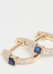 EF Collection 14k Blue Sapphire and Diamond Princess Mini Huggies