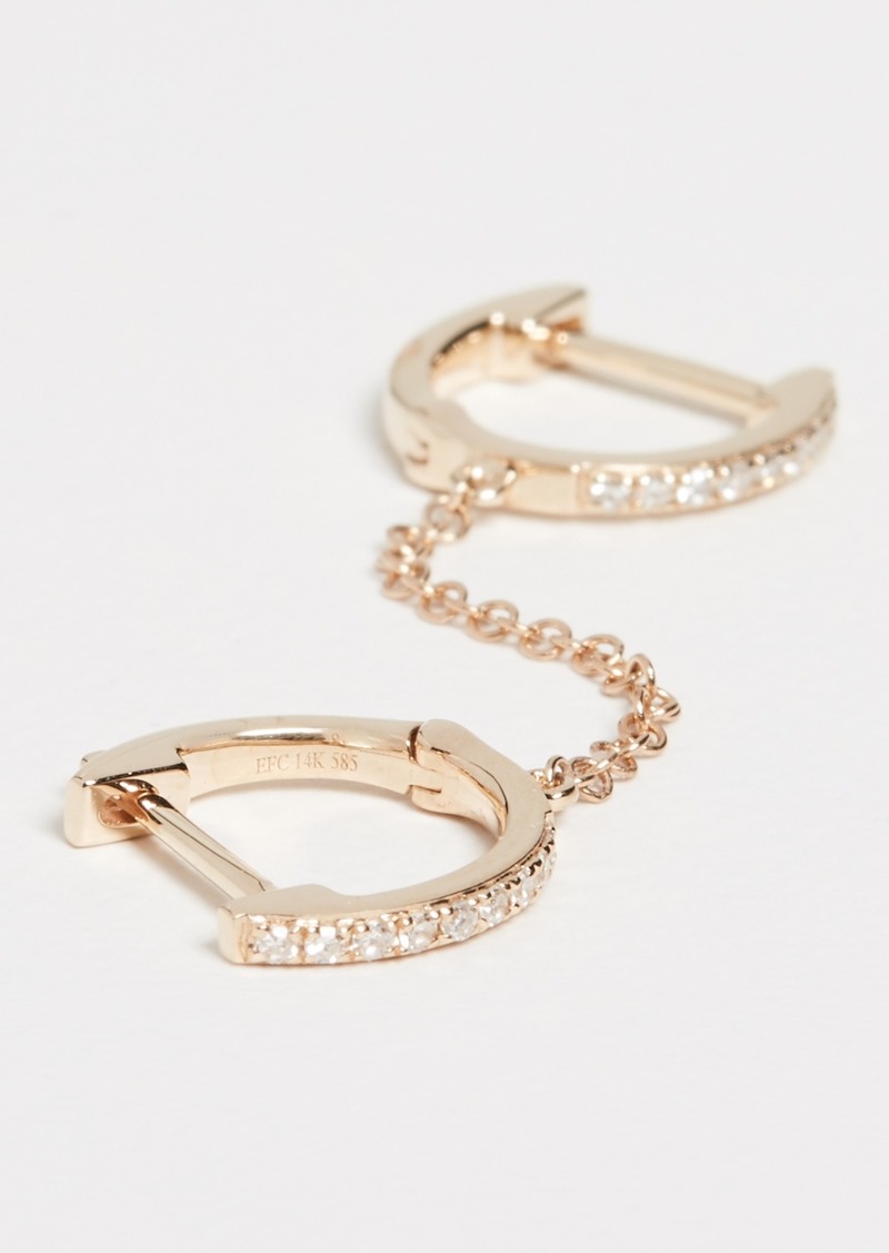 EF Collection 14k Diamond Double Huggie Chain Earring