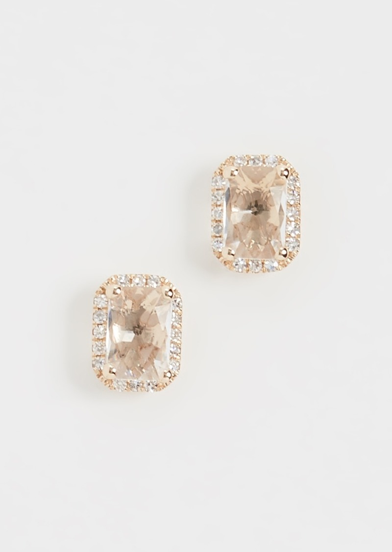 EF Collection 14k Diamond White Topaz Stud Earrings