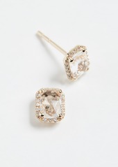 EF Collection 14k Diamond White Topaz Stud Earrings