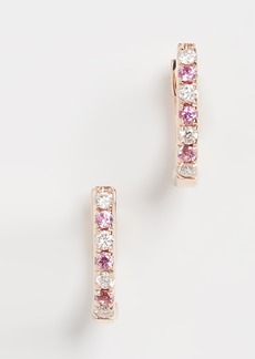 EF Collection 14k Mini Diamond & Pink Sapphire Dot Huggie Earrings