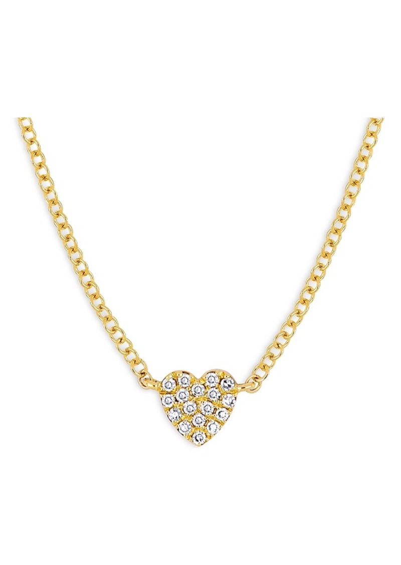 Ef Collection 14K Yellow Gold Diamond Baby Heart Necklace, 15.5