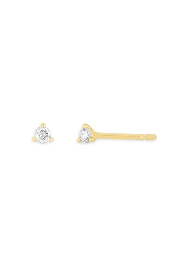 Ef Collection 14K Yellow Gold Diamond Baby Solitaire Stud Earrings