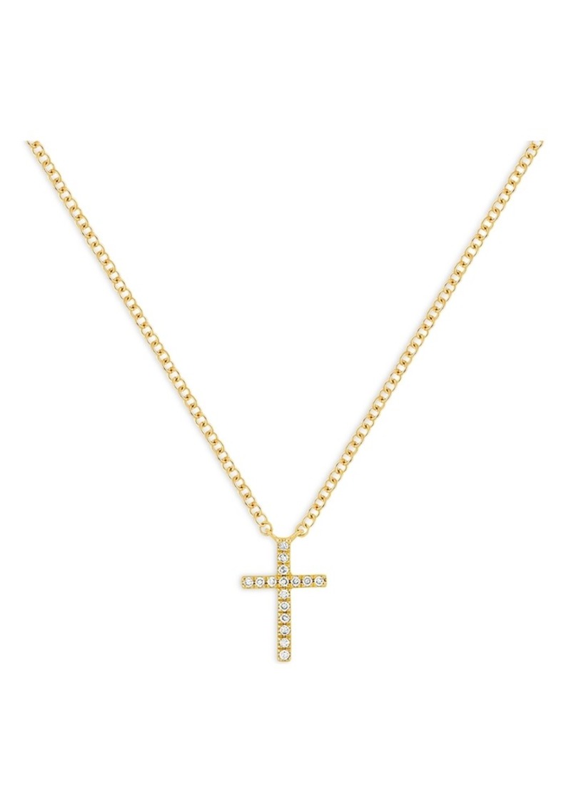 Ef Collection 14K Yellow Gold Diamond Cross Necklace, 18