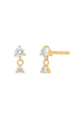 Ef Collection 14K Yellow Gold Diamond Dangle Stud Earrings