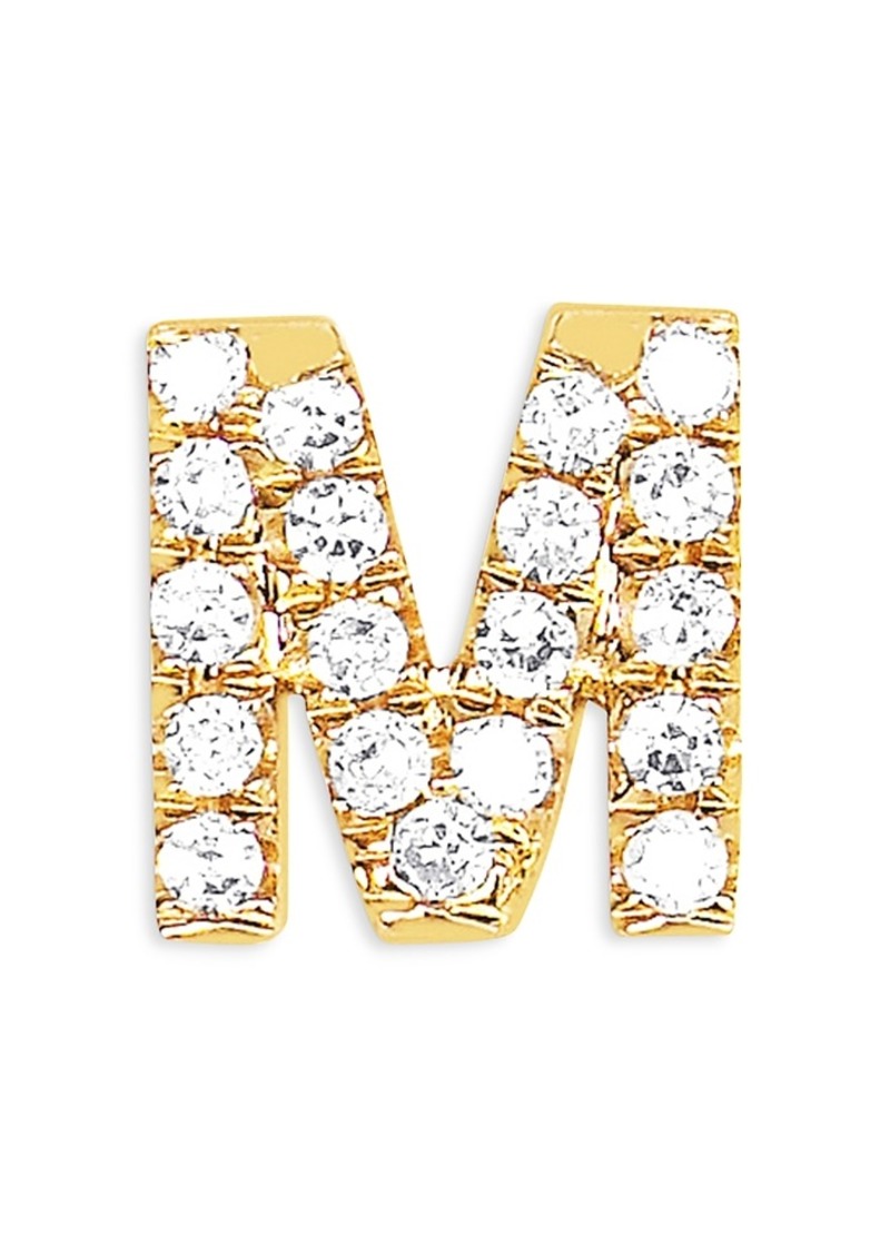 Ef Collection 14K Yellow Gold Diamond Initial Stud Earrings