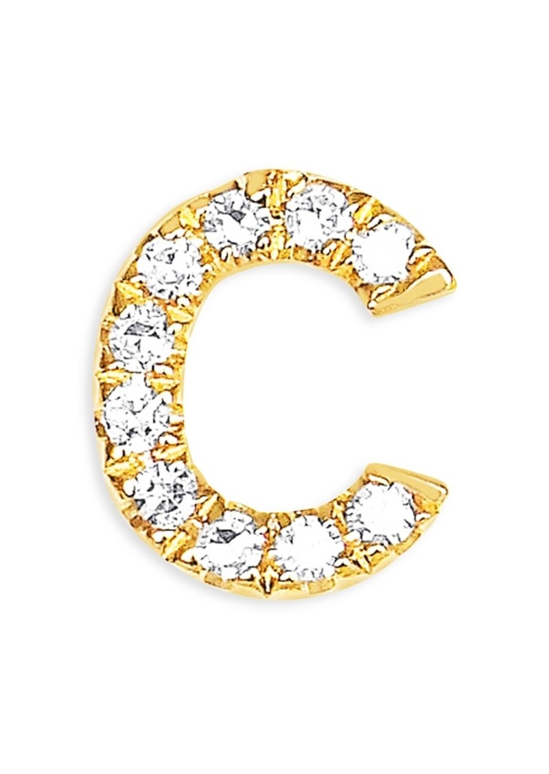 Ef Collection 14K Yellow Gold Diamond Initial Stud Earrings