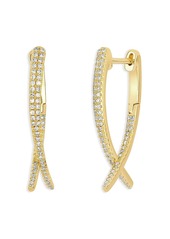 Ef Collection 14K Yellow Gold Diamond Loop Hoop Earrings