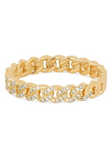 Ef Collection 14K Yellow Gold Diamond Mini Curb Chain Ring