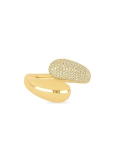 Ef Collection 14K Yellow Gold Diamond Pave Dome Bypass Ring
