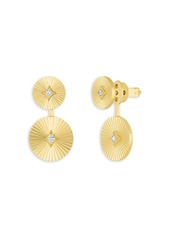 Ef Collection 14K Yellow Gold Double Fluted Disc Stud Earrings with Diamonds, 0.09 ct. t. w.