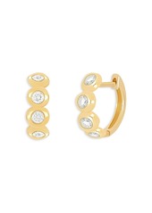 Ef Collection 14K Yellow Gold Pillow Huggie Hoop Earrings with Diamonds, 0.33 ct. t. w.