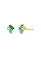 Ef Collection 14K Yellow Gold Triple Treasure Stud Earrings