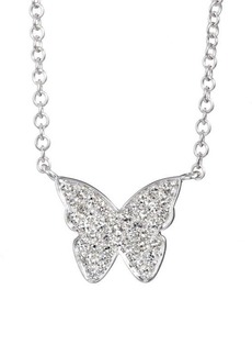 EF Collection Diamond Butterfly Pendant Necklace in White Gold at Nordstrom