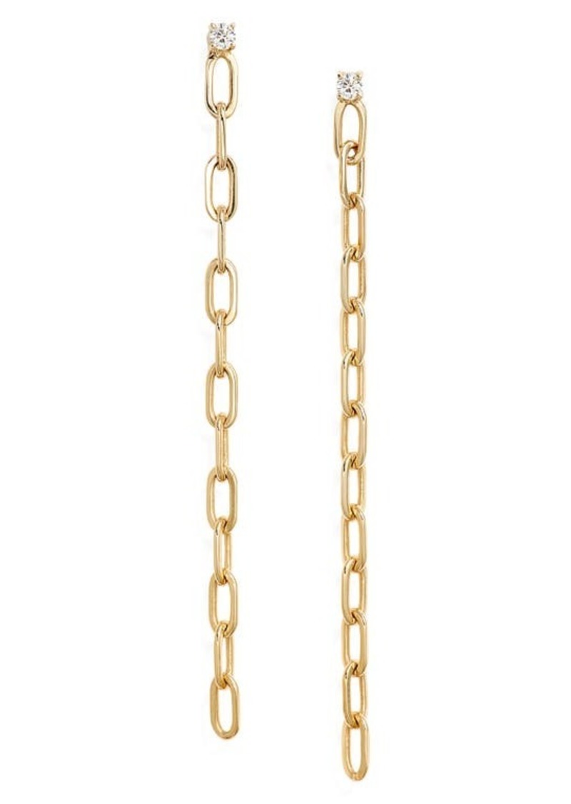 EF Collection Diamond Chain Link Drop Earrings