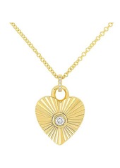 EF Collection Diamond Fluted Heart Pendant Necklace