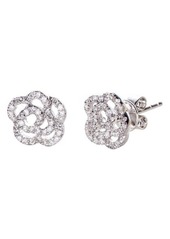 EF Collection Diamond Rose Stud Earrings in White Gold at Nordstrom