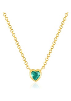 EF Collection Heart Pendant Necklace in 14K Yellow Gold/Emerald at Nordstrom