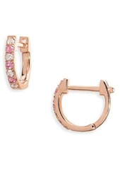 EF Collection Mini Diamond & Sapphire Huggie Hoop Earrings in Diamond/Pink/Rose Gold at Nordstrom