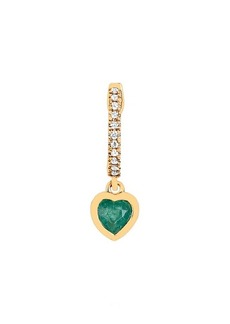 EF Collection Mini Heart Huggie Hoop Earring in 14K Yellow Gold/Emerald at Nordstrom