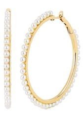 EF Collection Pearl Hoop Earrings in Yellow Gold at Nordstrom