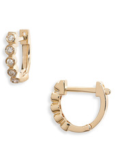 EF Collection Mini Diamond Bezel Huggie Hoop Earrings in Diamond/Yellow Gold at Nordstrom