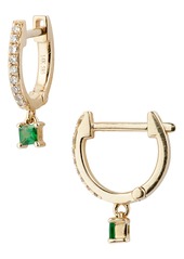 EF Collection Princess Drop Huggie Hoop Earrings in Tsavorite/Yellow Gold/ at Nordstrom